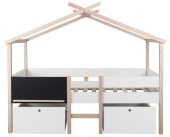 Alto - Lit enfant cabane   avec tiroirs blanc pin massif    90x200