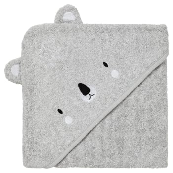 Cape de bain bébé grise en coton 70x70 cm