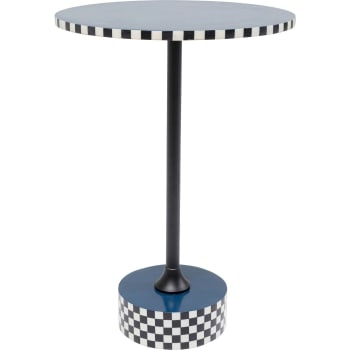 Domero - Table d'appoint bleue, noire et blanche en effet bois et acier