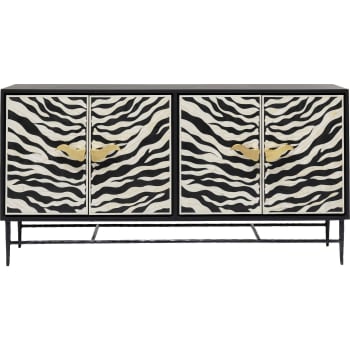 Zebre - Sideboard 4-türig mit Zebramuster aus Eukalyptusholz und Stahl