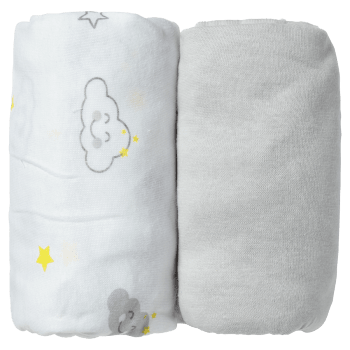 Lot de 2 draps housse bébé en coton gris et blanc 70x140 cm