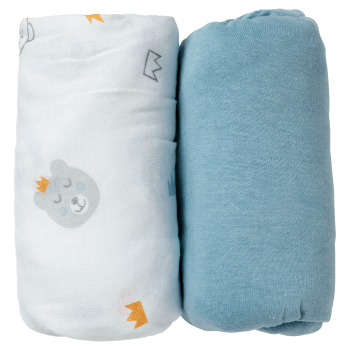 Lot de 2 draps housse bébé bleu en coton 70x140 cm
