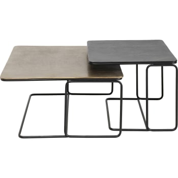 Diego - 2 tables basses en acier et aluminium noir et bronze