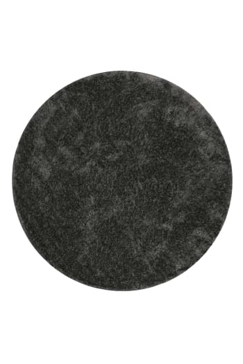#swagger shag - Tapis rond poils longs doux brillant gris anthracite 200 rd.