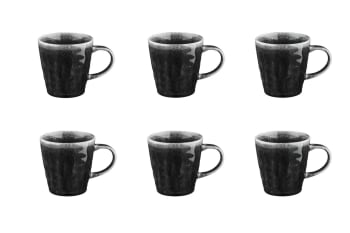 Moon - Lot de 6 mugs en grès noir 40cl