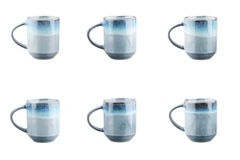 Genesis - Lot de 6 mugs en grès bleu 40cl