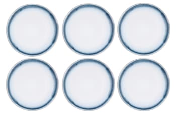 Cosmos - Lot de 6 assiettes plates en grès bleu D27,5