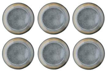Genesis - Lot de 6 assiettes plates en grès gris D27