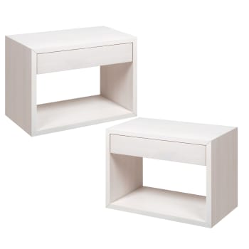 Hugo - Lot de 2 tables de chevet en bouleau blanc