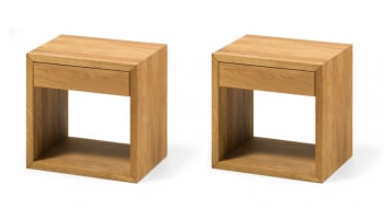 HUGO - Lot de 2 Table de chevet avec tiroir en chêne massif huilé