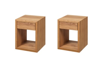 HUGO - Lot de 2 Table de chevet avec tiroir en chêne massif petit