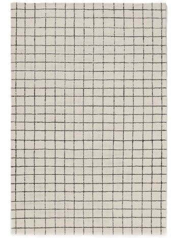 GRID - Tapis de laine noir & blanc 120x170