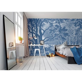 BROCÉLIANDE - Papier peint panoramique motif imprimé Bleu 432x280cm