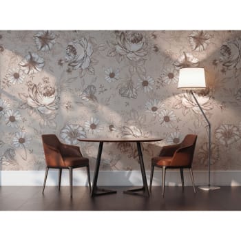 AMÉLIA - Papier peint panoramique motif floral Beige argile 288x280cm