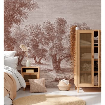 CAPRI - Papier peint panoramique motif imprimé Bordeaux 288x270cm