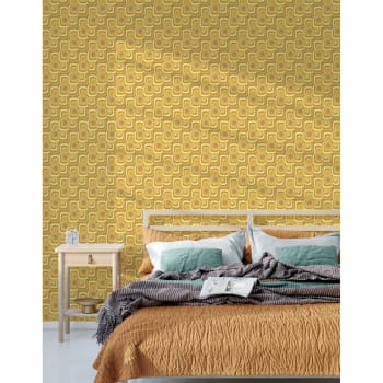 DIABOLO ORANGE - Papier peint panoramique motif imprimé Jaune moutarde 288x280cm