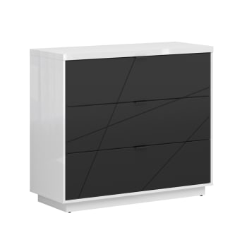 Sven - Commode 3 tiroirs noir et blanc