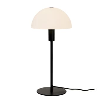 ELLEN - Lámpara de mesa elegante negro con pantalla de cristal blanco
