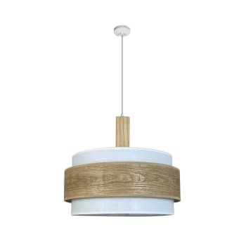 VONTRIER - Lámpara de techo con pantalla blanca y pieza decorativa de madera ø40