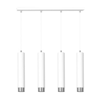MURA - Regleta colgante elegante con 4 luces cilíndricas blancas y en cromo