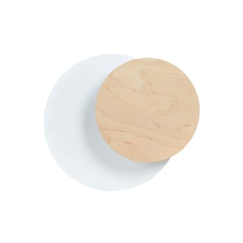AURA - Aplique de pared nórdico con 2 piezas circulares blanco y madera