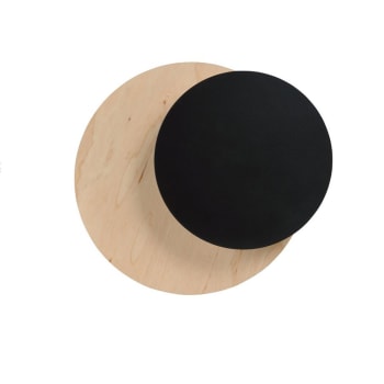AURA - Applique nordica con 2 pezzi circolari neri e legno
