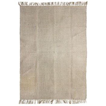 Almohada Decorativa Cuadrada De Yute Y Algodón 50.8 Cm - Color Marrón/Natural, Relleno De Poliéster