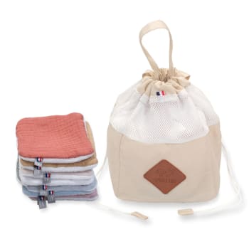 Jeanne - Bolsa dispensadora con 8 toallitas de algodón lavables, jeanne