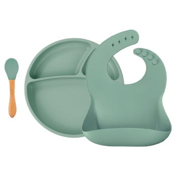 Set 2 Piatti Per Bambini In Acciaio Inox Con Ventosa – 22 Cm, Divisori 3 Scomparti, Con Forchetta E Cucchiaio, Silicone Anti-Scaduta, Senza BPA - 3