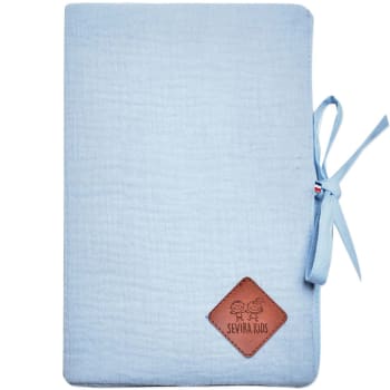 Jeanne - Protège carnet de santé en gaze de coton  Bleu