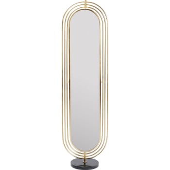 Raggio - Miroir sur pied ovale en acier doré 173x48