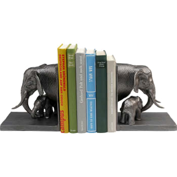 Serre-livres famille éléphants en aluminium
