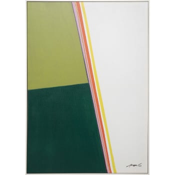 Abstract shapes - Gemaltes Leinwandbild, grün und weiß, 73x103cm