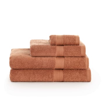 Burnt orange - Pack de 2 toallas 100% algodón peinado 650 gr naranja 50x100 cm