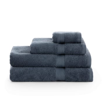 DENIM BLUE - Pack de 2 toallas 100% algodón peinado 650 gr azúl marino 50x100 cm