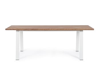 OSLO - Tavolo in legno con piedi in metallo da giardino bianco 200 x 100 cm