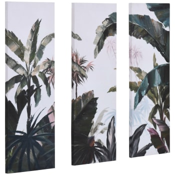 Triptyque imprimé et peint paysage tropical - dim. 90L x 30l cm (x3)