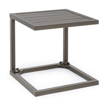 HILDE - Tavolino da caffe per lettino in alluminio marrone 40 cm