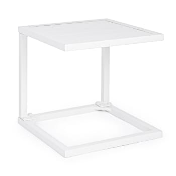 HILDE - Tavolino da caffe per lettino in alluminio bianco 40 cm