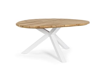PALMDALE - Tavolo per esterno ovale con piano in legno teak bianco
