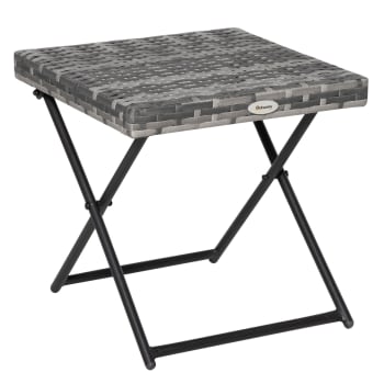 Table basse pliable de jardin style cosy chic résine grise