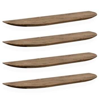 Bloom - Pack 4 estanterías redondeadas de madera flotantes marrón 160x3,2cm