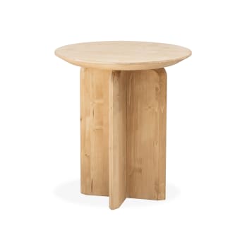 Bloom - Mesa auxiliar de madera maciza en tono medio de 50x45cm