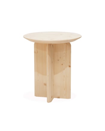 Bloom - Mesa auxiliar de madera maciza en tono natural de 50x45cm