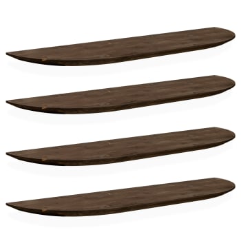 Bloom - Pack 4 estanterías redondeadas de madera flotantes nogal 160x3,2cm