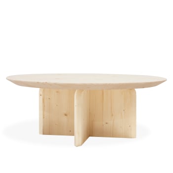 Bloom - Mesa de centro redonda de madera maciza en tono natural de 60cm