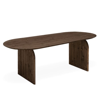 Bloom - Table à manger ovale en bois de sapin marron 160x75,2cm