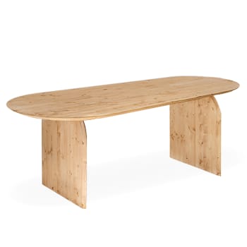 Bloom - Mesa de comedor ovalada de madera maciza en tono medio de 160cm