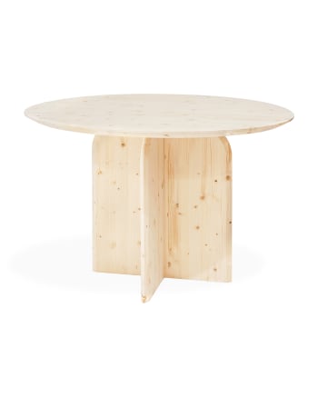 Bloom - Table à manger ronde en bois de sapin naturel 110x75,2cm