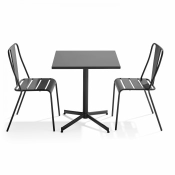 Palavas - Ensemble table inclinable de jardin et 2 chaises gris